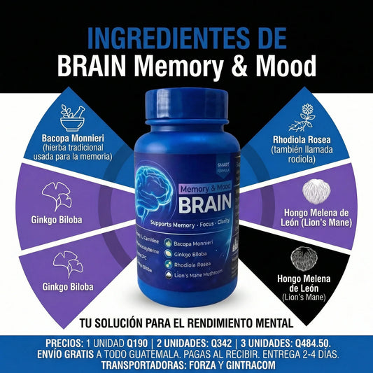 Neuro Brain + Suplemento cerebral para el cansancio mental, mayor concentración y energía + Envío gratis!