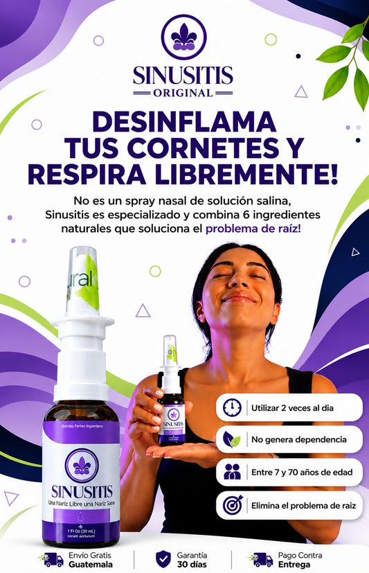Sinusitis Spray + Elimina La Congestión Nasal y síntomas de Rinitis y Sinusitis + Envío Gratis + Pagas al recibir el producto